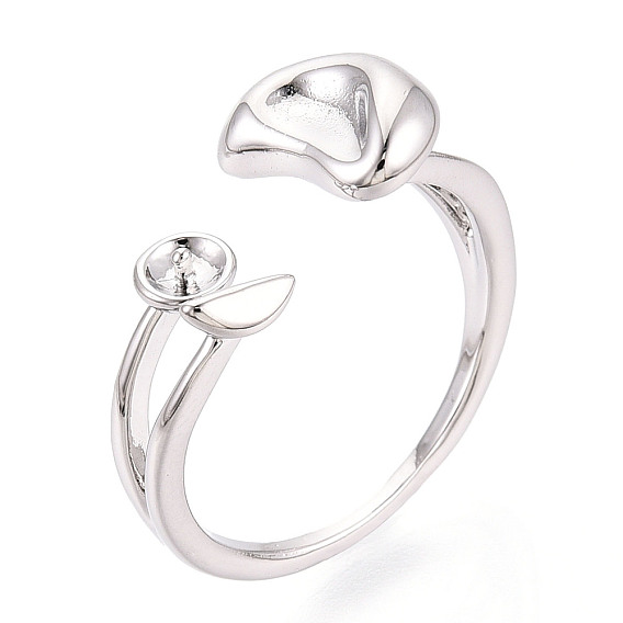 Закрепки для колец-манжет из латуни в форме луны, за половину пробурено бисера