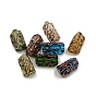 Transparent Czech Glass Beads, Triangle with Golden Wave