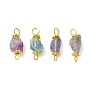304 Stainless Steel & Raw Rough Natural Fluorite Connector Charms, Nuggets Links