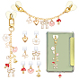9 Lot de bouchons anti-poussière en PVC pour téléphone portable et support de téléphone en fer, avec des pendantifs en alliage d'émail, formes mixtes, or