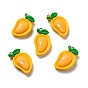 Opaque Resin Pendants, with Platinum Tone Iron Loops, Imitation Fruit, Mango