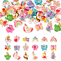 36Pcs 18 Styles Opaque & Transparent Resin Pendants, with Platinum Tone Iron Loops, Butterfly & Cactus & Flower, Mixed Shapes