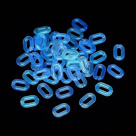 Luminous Rainbow Iridescent Plating Transparent Acrylic Linking Rings, Glow in the Dark Glitter Quick Link Connector, Oval, for Cable Chain Making
