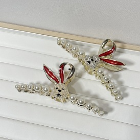 Red Rabbit Pearl Hair Clip - Elegant and Stylish Hair Accessory