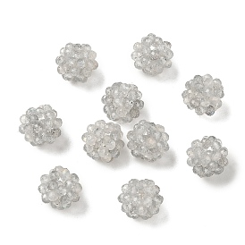 Natural Labradorite Woven Beads, Cluster Beads, Faceted, Round