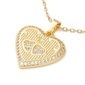 Clear Cubic Zirconia Heart Pendant Necklace, 304 Stainless Steel Jewelry for Women