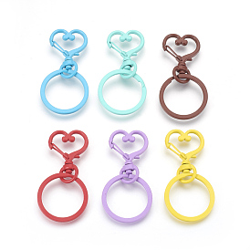 Alloy Swivel Clasps, Swivel Snap Hook, with Iron Rings, Heart