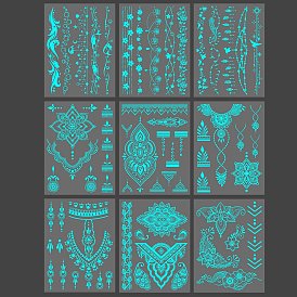 Luminous Removable Temporary Water Proof Tattoos Paper Stickers, Glow in the Dark Stickers