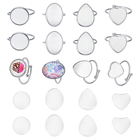 Наборы для изготовления колец-манжет своими руками, в том числе 304 кольцо из нержавеющей стали, Кабошоны из стекла