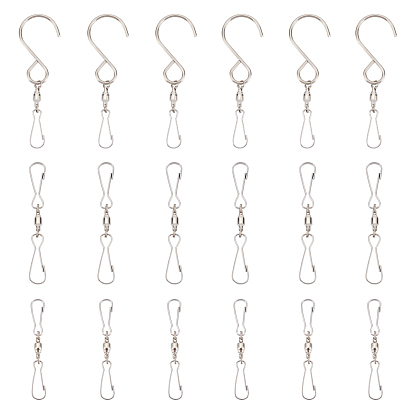 Ganchos giratorios de doble clip giratorios de acero inoxidable, para hilanderos de viento, manga de viento colgante, fiesta de cristal de campanas de viento