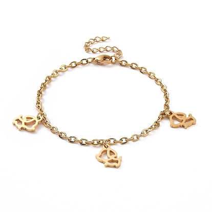 304 Pulsera con abalorio de perro ahuecado de acero inoxidable con cadenas de cable para mujer