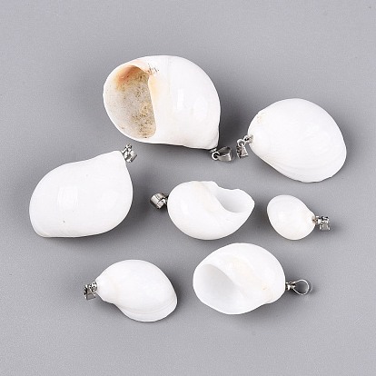 Pendentifs en laiton et coquillage spiralé naturel, charmes de conque, blanc
