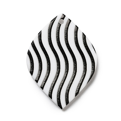 Stripe Pattern Opaque Acrylic Pendants, for DIY Earring Accessories, Horse Eye