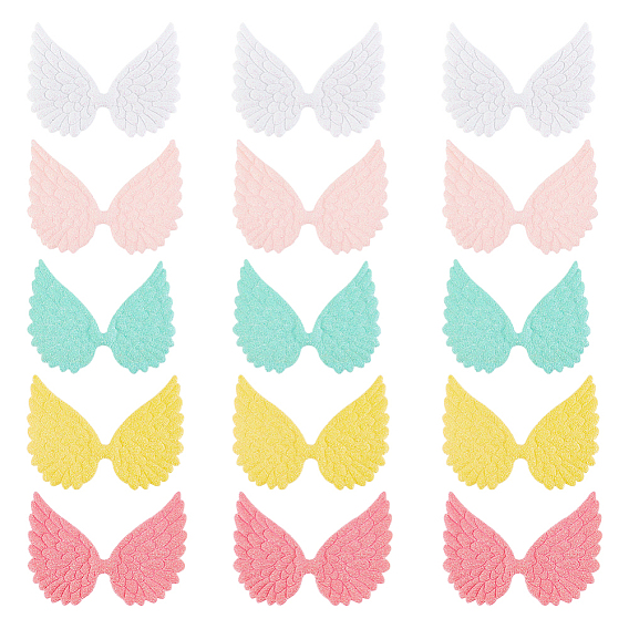 Ahademaker 50шт 5 цвета ткань тиснение крыло орнамент аксессуары, с блеском порошок, швейные украшения