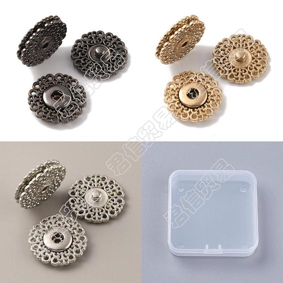 24Pcs 3 Colors Alloy & Brass Snap Buttons, Sew on Press Buttons, Garment Buttons, for Costume Jacket Coat Accessories