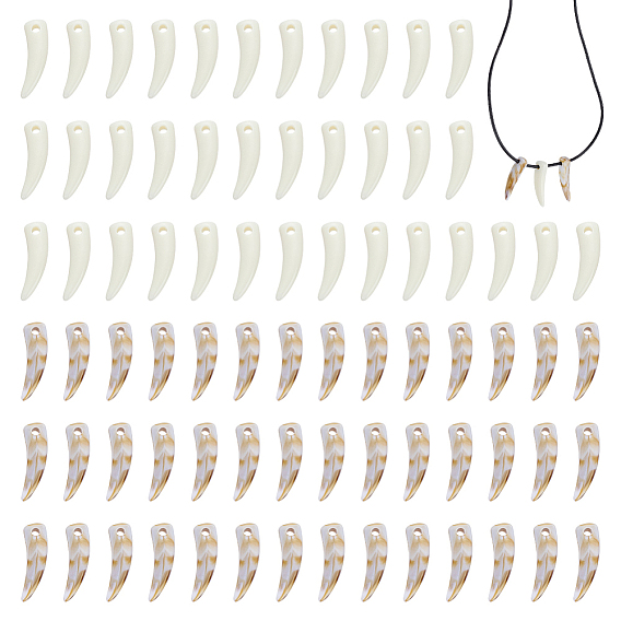 200шт 2 цветные непрозрачные акриловые подвески, зуб