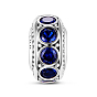 TINYSAND 925 Sterling Silver Royal Blue Legend Cubic Zirconia European Beads, 12.1x6.64x12.04mm, Hole: 4.67mm
