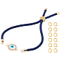 Evil Eye Bracelet Making Kit, Including Nylon Cord Bracelet Making, Brass Micro Pave Cubic Zirconia Links