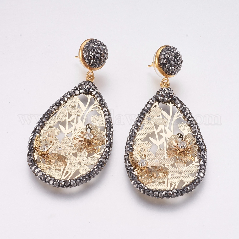 Whole Dangle Stud Earrings With Polymer Clay Czech Rhinestone Dangle Stud Earrings With Polymer Clay Czech Rhinestone And Brass Findings Drop Flower