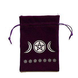 Velvet Jewelry Pouches, Drawstring Bags with Moon Pattern