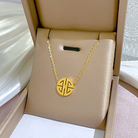 Minimalist Style Gold Necklace for Women - Round Pendant, Collarbone Chain, Accessories.