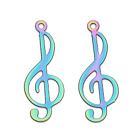 201 подвески из травленого металла из нержавеющей стали, очарование музыкальной ноты