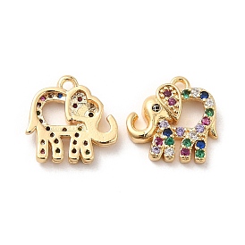 Brass with Colorful Cubic Zirconia Charms, Elephant
