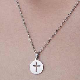 201 collier pendentif croix en acier inoxydable