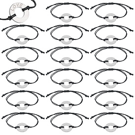 24шт. браслеты из плетеных бусин из алюминиевых дисковых звеньев, браслеты из вощеных хлопковых шнуров, диск