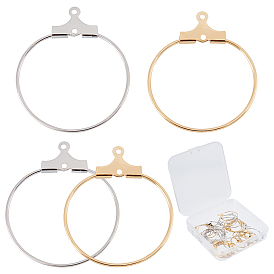 Beebeecraft 40Pcs 2 Color Brass Pendants, Hoop Earring Findings, 2-Loop Link Pendants, Ring