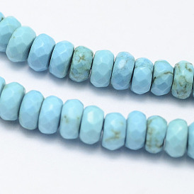 Natural Howlite Beads Strands, Faceted, Rondelle, Dyed & Heated
