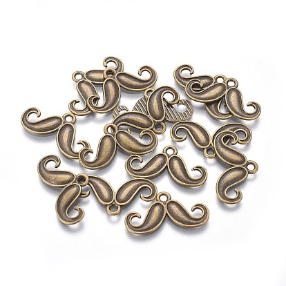 Tibetan Style Alloy Pendants, Mustache, Lead Free & Cadmium Free, 13x24x1mm, Hole: 1.5mm