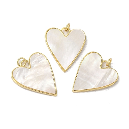 Стойки с латунными подвесками из ракушек, подвески-сердечки с кольцами-прыгунами, реальный 18 k позолоченный, долговечный, без кадмия и без свинца