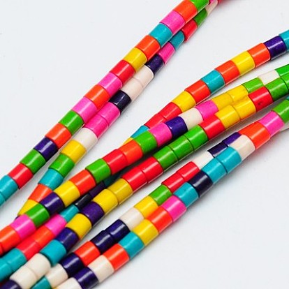 Synthetic Turquoise Beads Strands, Dyed, Column, 4x4mm, Hole: 1mm