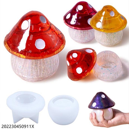 Boîte de rangement de champignons, décoration, moule en silicone de qualité alimentaire, bricolage, moules de résine, pour la résine UV, fabrication artisanale de résine époxy