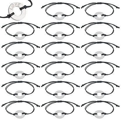 24шт. браслеты из плетеных бусин из алюминиевых дисковых звеньев, браслеты из вощеных хлопковых шнуров, диск