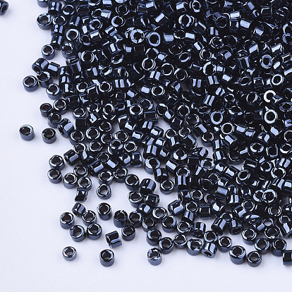 Electroplate Glass Cylinder Beads, Seed Beads, Metallic Colours, Round Hole