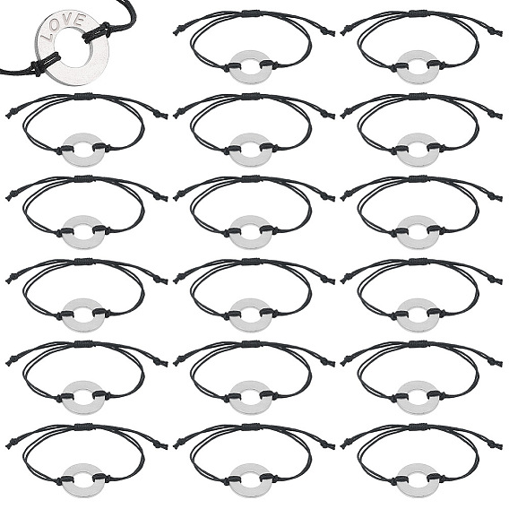 24шт. браслеты из плетеных бусин из алюминиевых дисковых звеньев, браслеты из вощеных хлопковых шнуров, диск