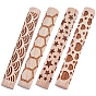 4Pcs 4 Styles Wood Handle Clay Texture Roller, Pottery Tools