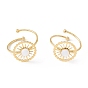 Natural White Shell Sun Open Cuff Ring, Gold Plated 304 Stainless Steel Wire Wrap Jewelry for Women