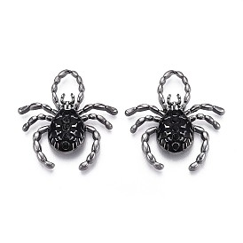Подвески из сплава хэллоуина с эмалью, паук, металлический черный 
