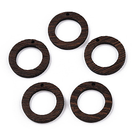 Natural Wenge Wood Pendants, Undyed, Ring Charms
