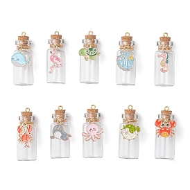 10 шт. подвески в виде стеклянных бутылок желаний из океана, с эмалевой фурнитурой из сплава и железной петлей, разнообразные
