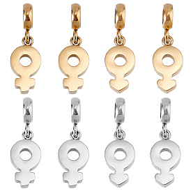 8Pcs 4 Style 304 Stainless Steel Charms, Manual Polishing, Gender Sign