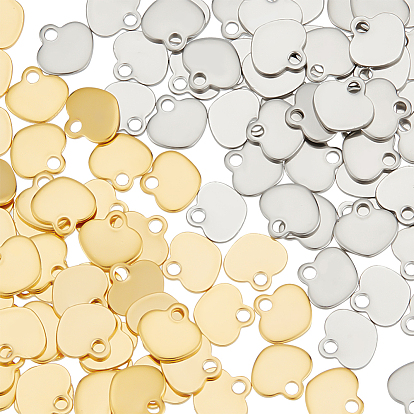 100 шт 2 цвета 201 подвески из нержавеющей стали, шарма сердца