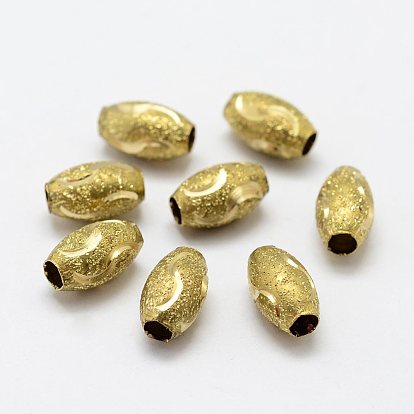 Brass Textured Beads, Oval, Nickel Free