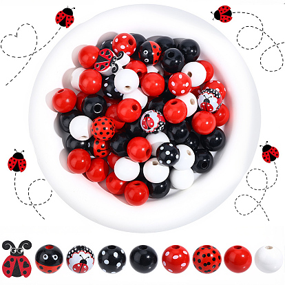 130шт. деревянные бусины с принтом