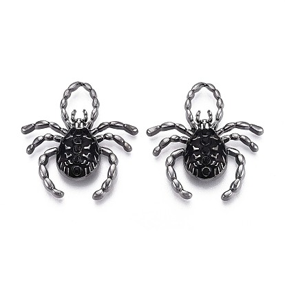 Подвески из сплава хэллоуина с эмалью, паук, металлический черный 