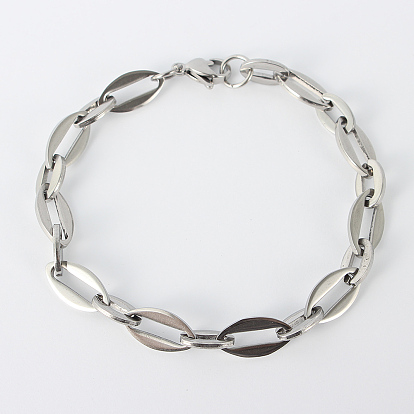 304 Stainless Steel Chain Bracelets, with Lobster Claw Clasps, 8-1/2 inch (215mm)