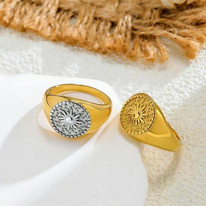 304 anillos de dedo del acero inoxidable, redondo con flor